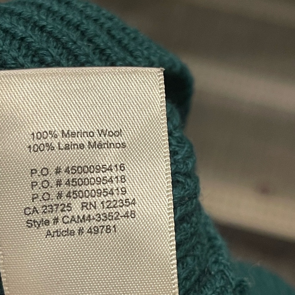 Aritzia Wilfred Teal Green Chunky Knit Merino Wool Long Sleeve Pullover SweaterS - Picture 8 of 8